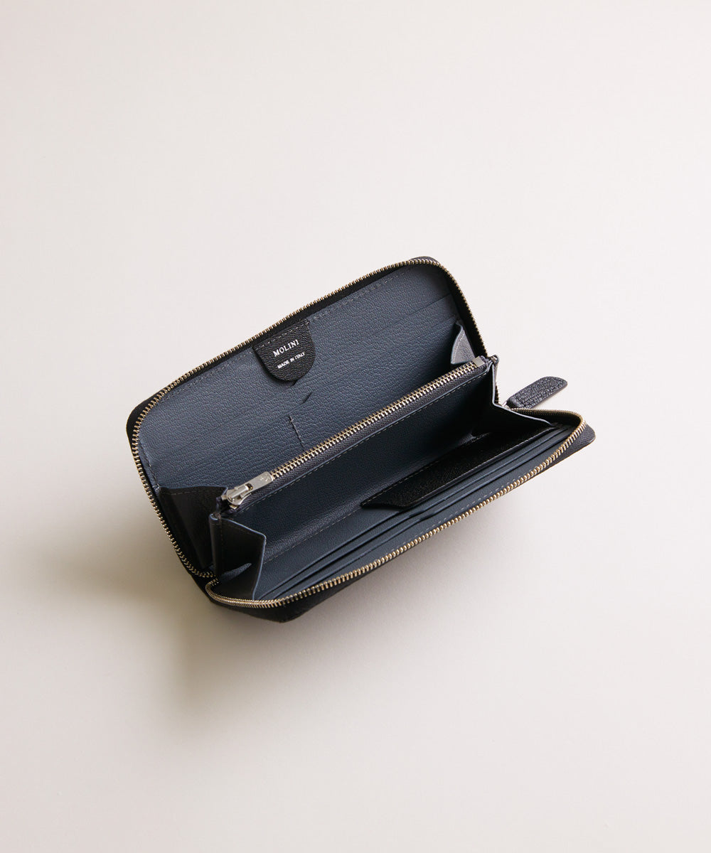 【新型】Mini Round Zip Long Wallet- Black×Gray