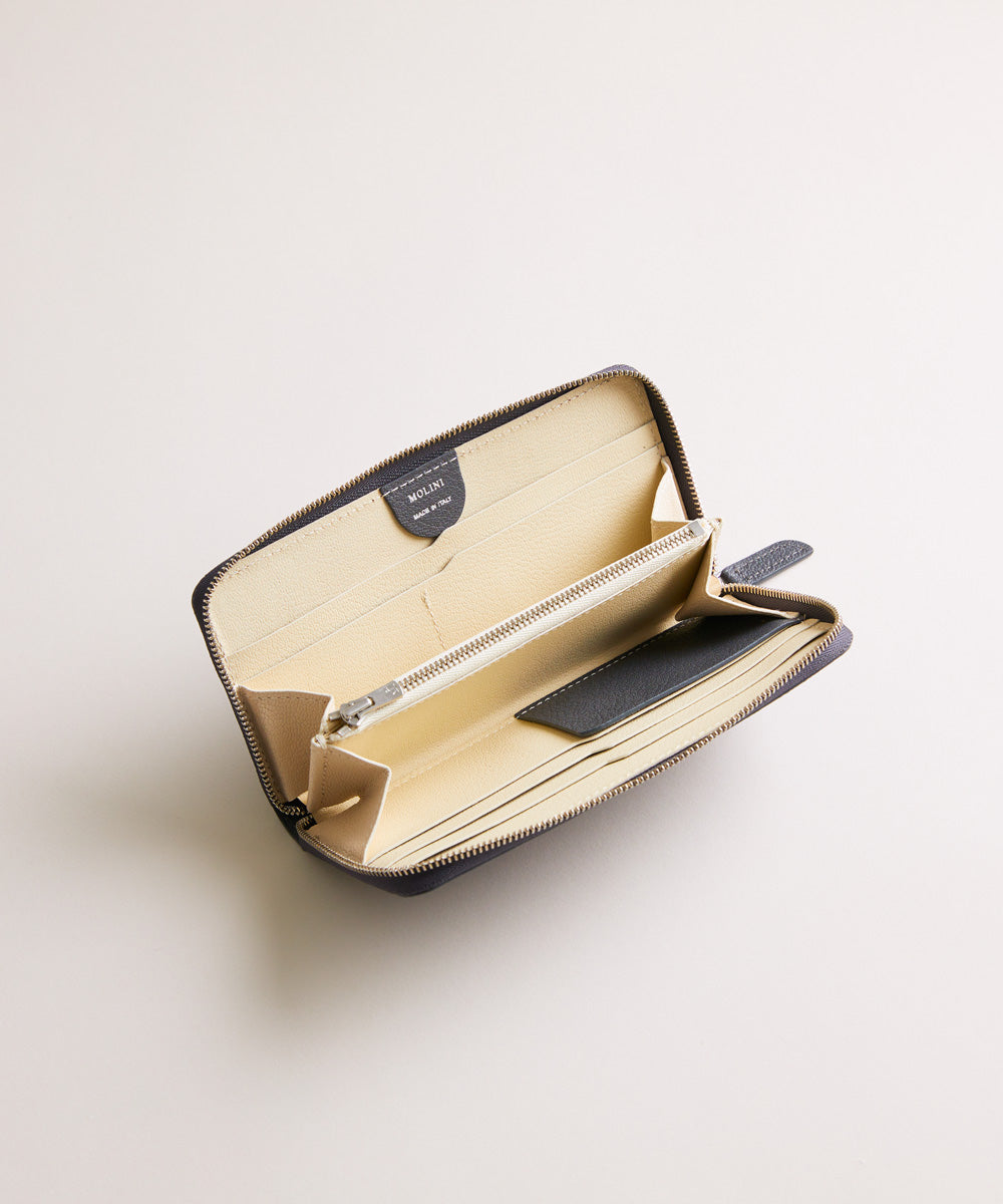 【新型】Mini Round Zip Long Wallet-Gray × Off-white