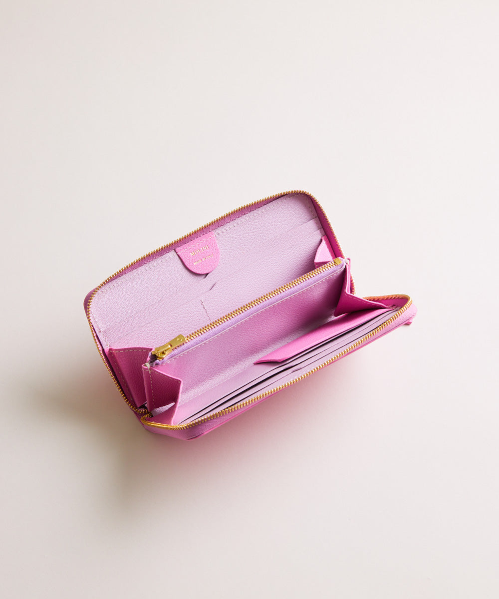 【新型】Mini Round Zip Long Wallet-Pink× Pink
