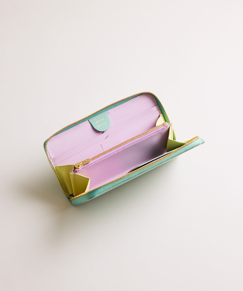 【新型】Mini Round Zip Long Wallet-JADE GREEN×MULTI COL