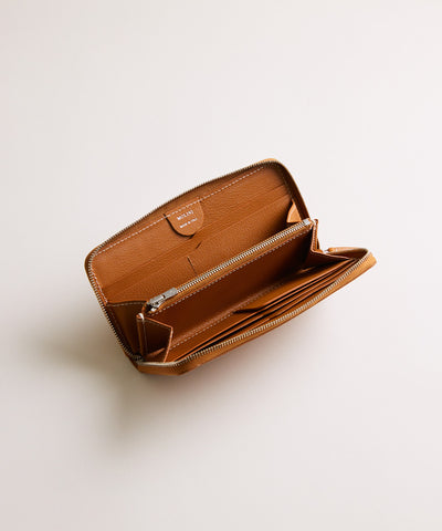 【新型】Mini Round Zip Long Wallet-Camel