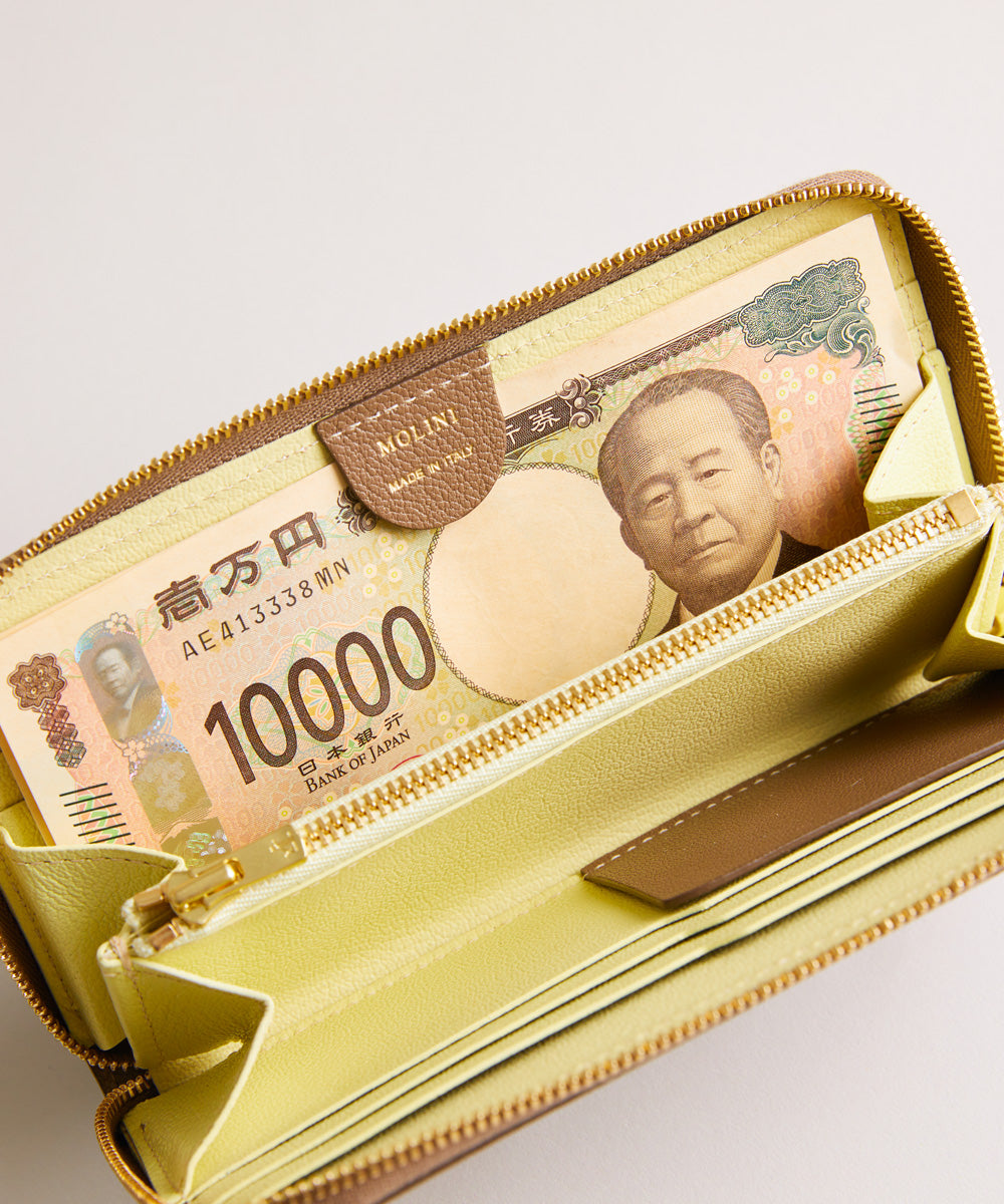 【新型】Mini Round Zip Long Wallet-Topo×yellow