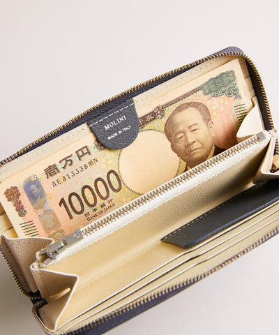 【新型】Mini Round Zip Long Wallet-Gray × Off-white