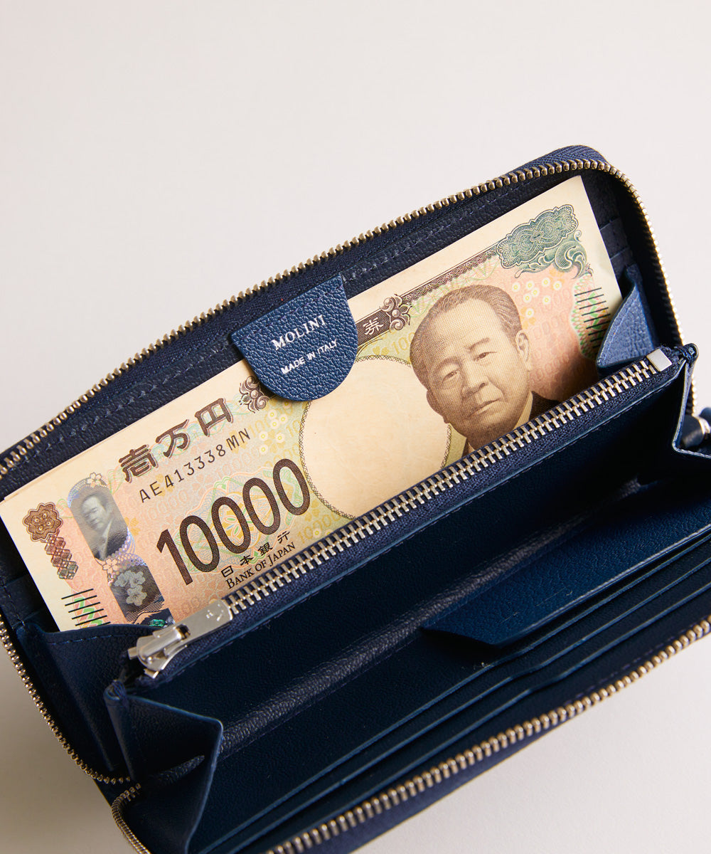 新型】Mini Round Zip Long Wallet-Navy × Navy – MOLINI