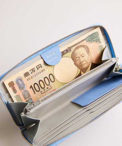 【新型】Mini Round Zip Long Wallet-Bluevista×Polaire