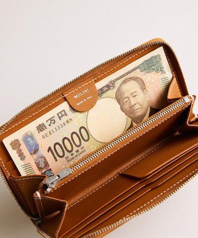【新型】Mini Round Zip Long Wallet-Camel