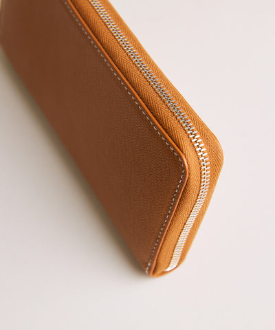 【新型】Mini Round Zip Long Wallet-Camel