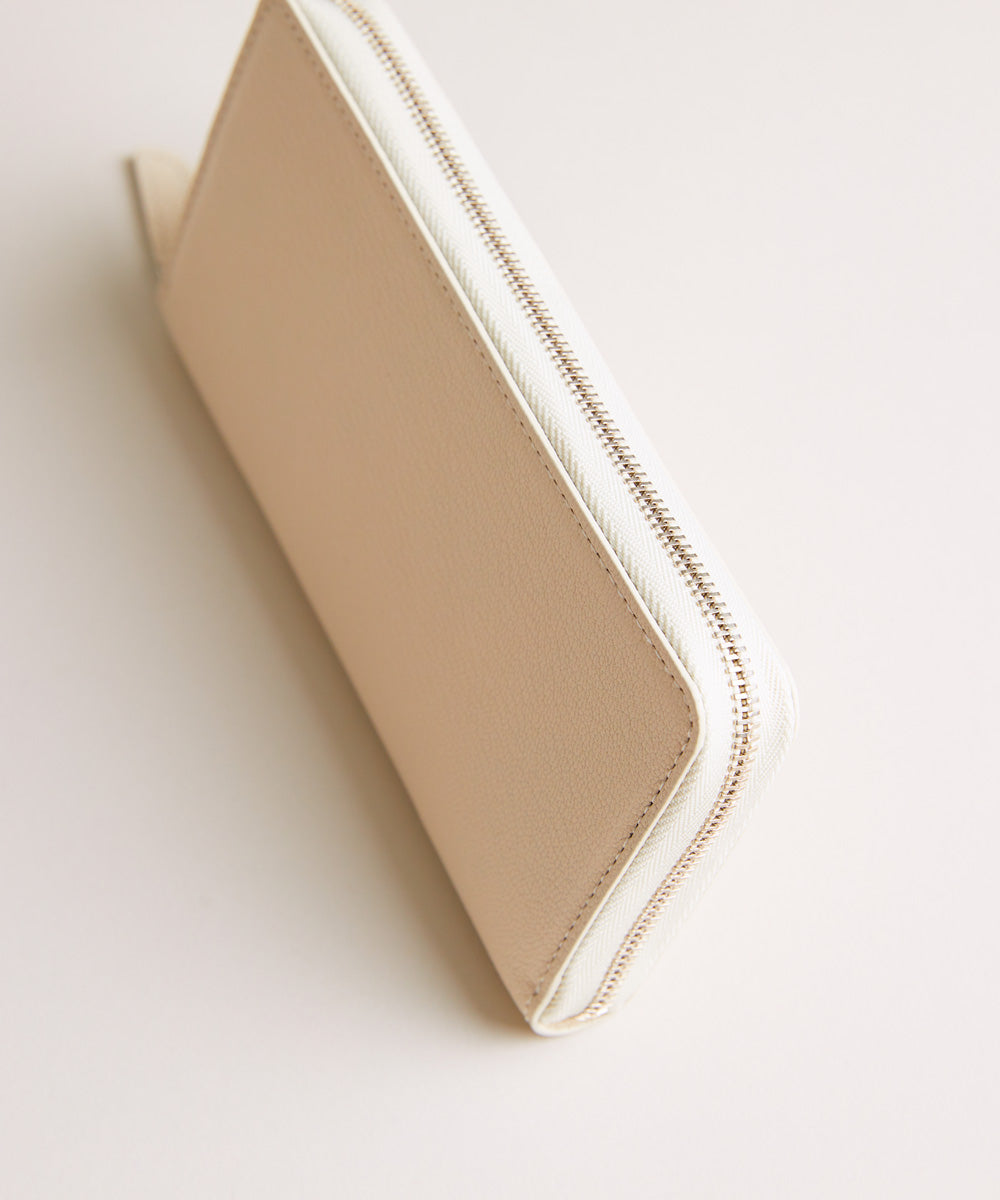 【新型】Mini Round Zip Long Wallet- Off-white