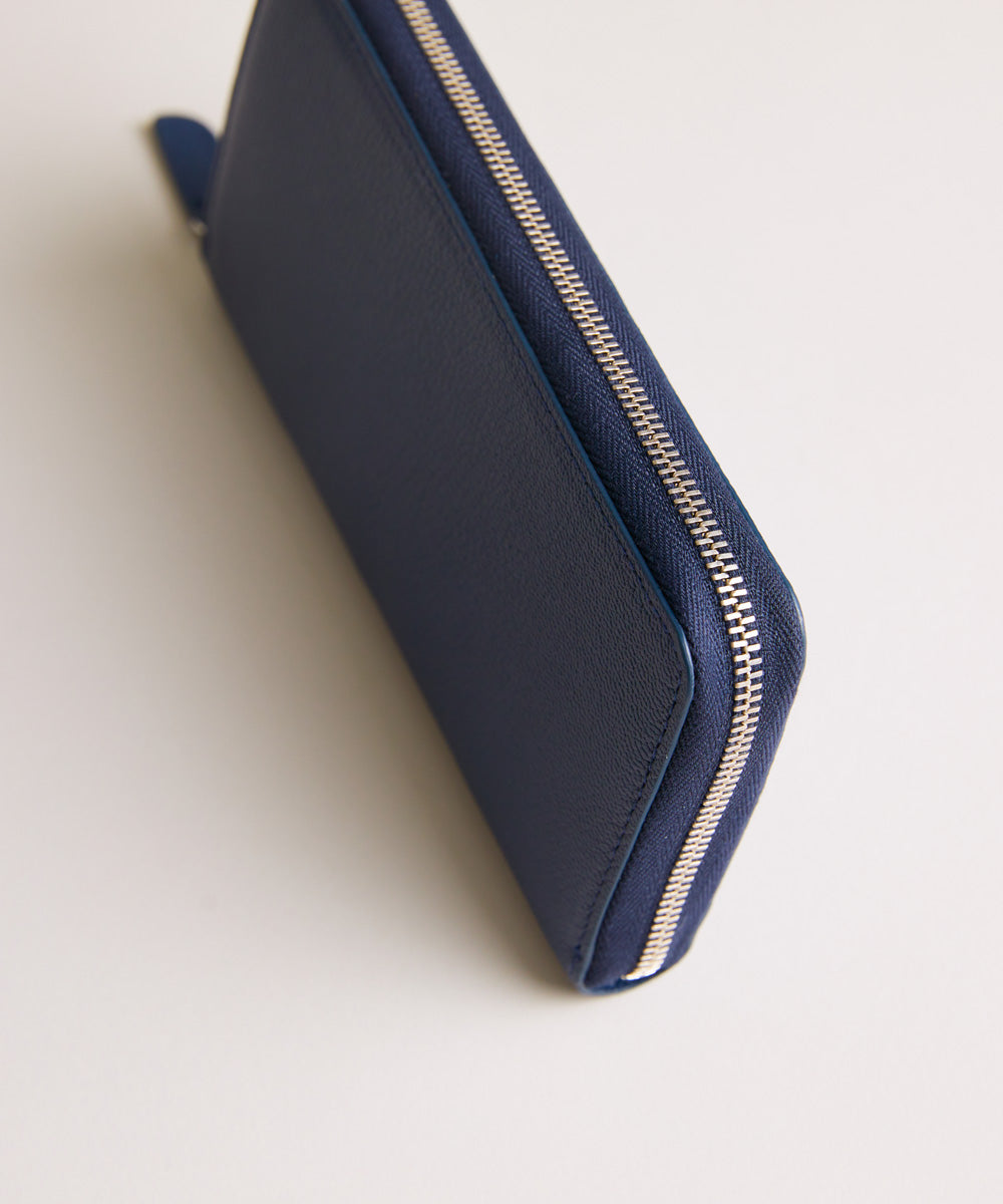 新型】Mini Round Zip Long Wallet-Navy × Navy – MOLINI