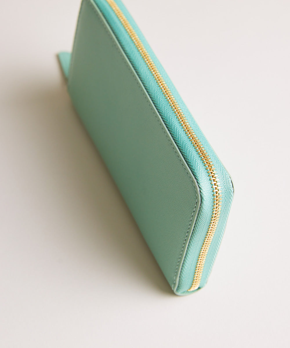 【新型】Mini Round Zip Long Wallet-JADE GREEN×MULTI COL