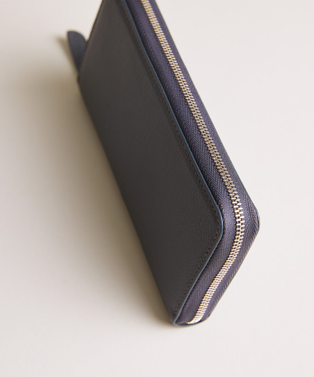 新型】Mini Round Zip Long Wallet-Gray × Off-white – MOLINI