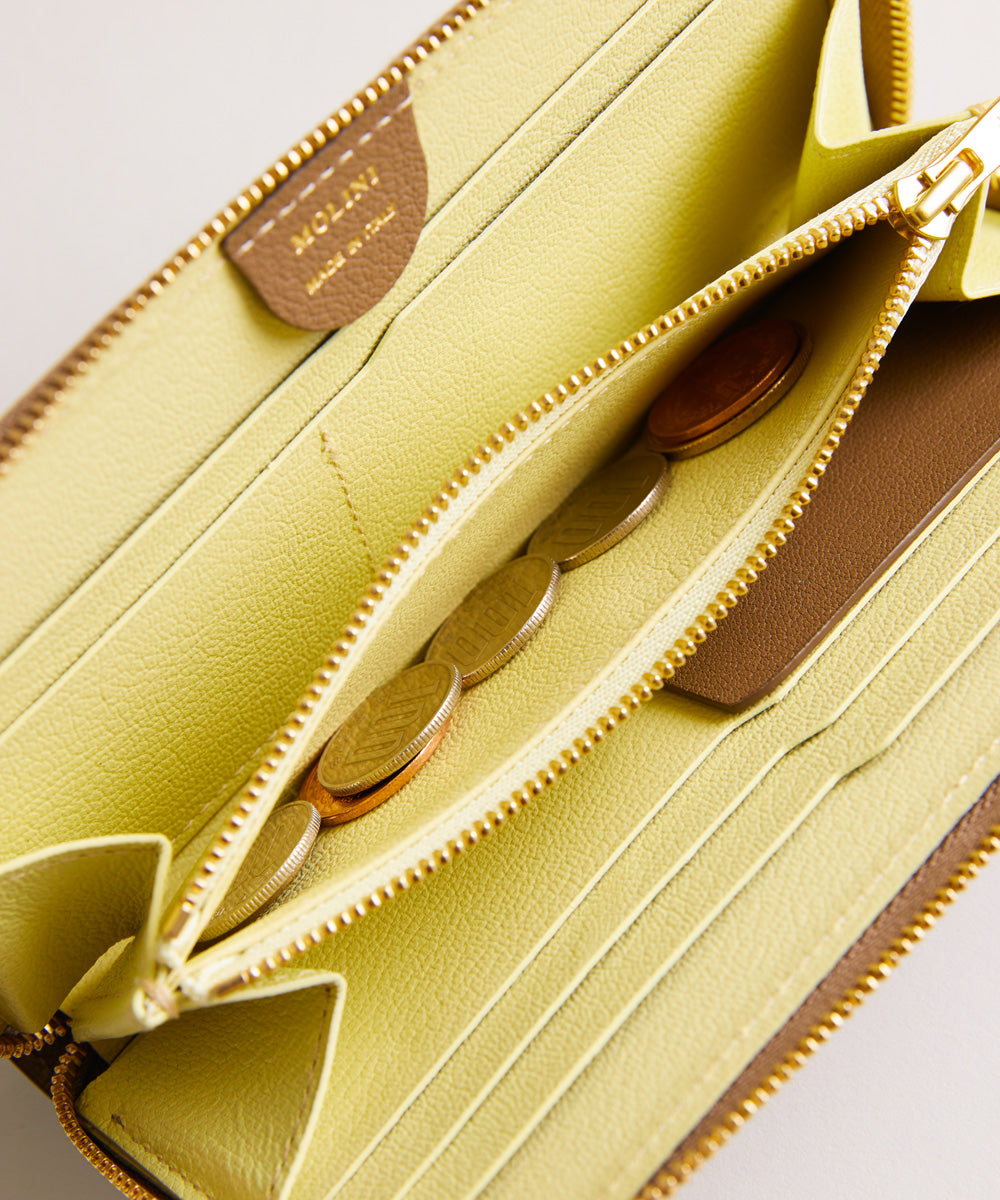 【新型】Mini Round Zip Long Wallet-Topo×yellow