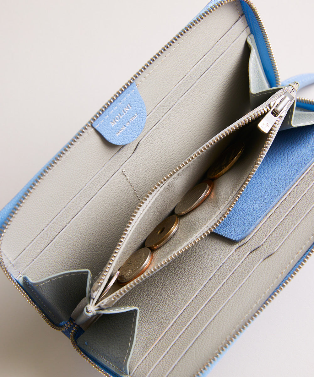 新型】Mini Round Zip Long Wallet-Bluevista×Polaire – MOLINI