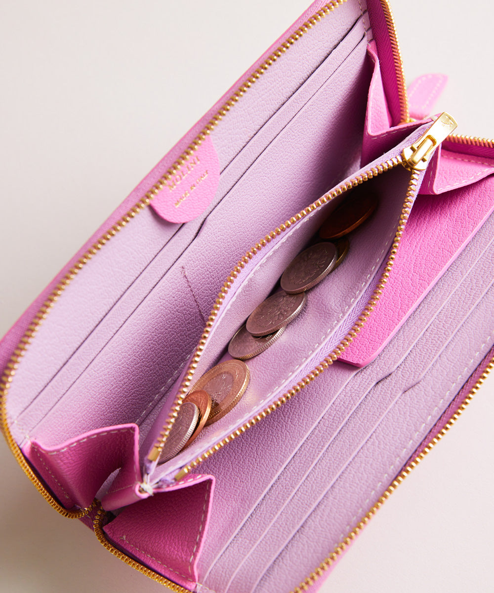 【新型】Mini Round Zip Long Wallet-Pink× Pink