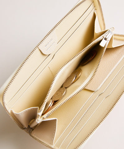 【新型】Mini Round Zip Long Wallet- Off-white