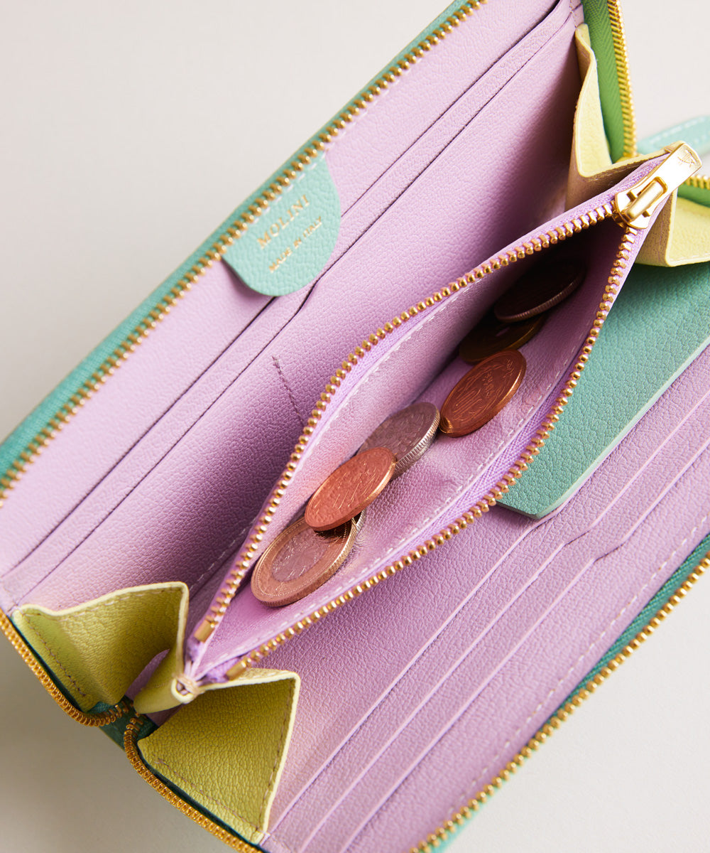 Mini Round Zip Long Wallet - Jade green × MULTI COL – MOLINI