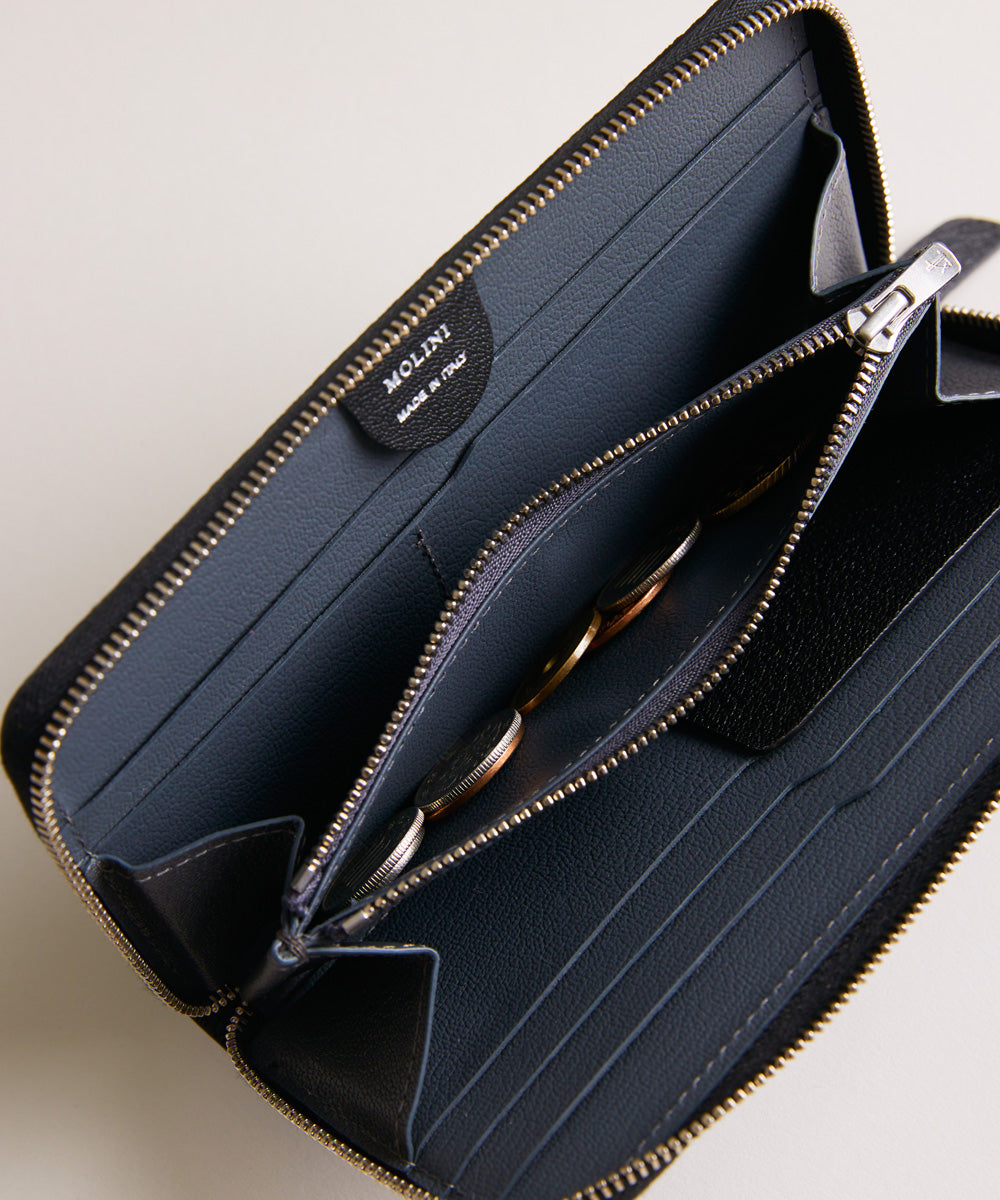 【新型】Mini Round Zip Long Wallet- Black×Gray