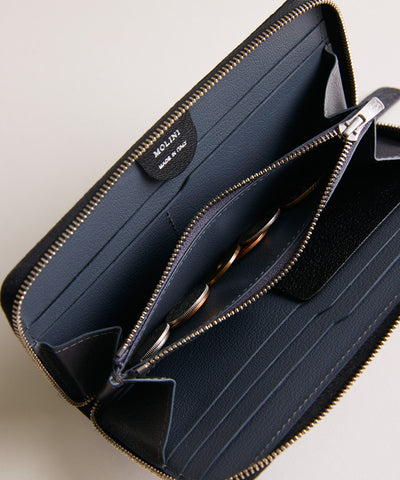 【新型】Mini Round Zip Long Wallet- Black×Gray