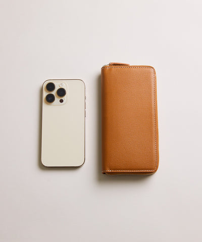 【新型】Mini Round Zip Long Wallet-Camel