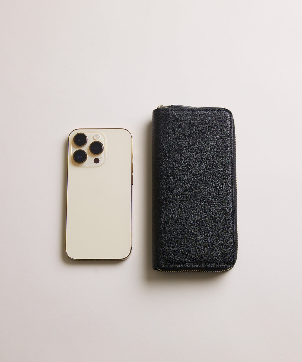【新型】Mini Round Zip Long Wallet- Black×Gray