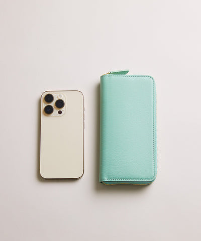【新型】Mini Round Zip Long Wallet-JADE GREEN×MULTI COL