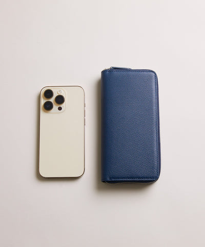 【新型】Mini Round Zip Long Wallet-Navy × Navy