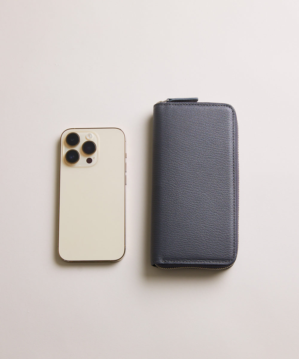 【新型】Mini Round Zip Long Wallet-Gray × Off-white
