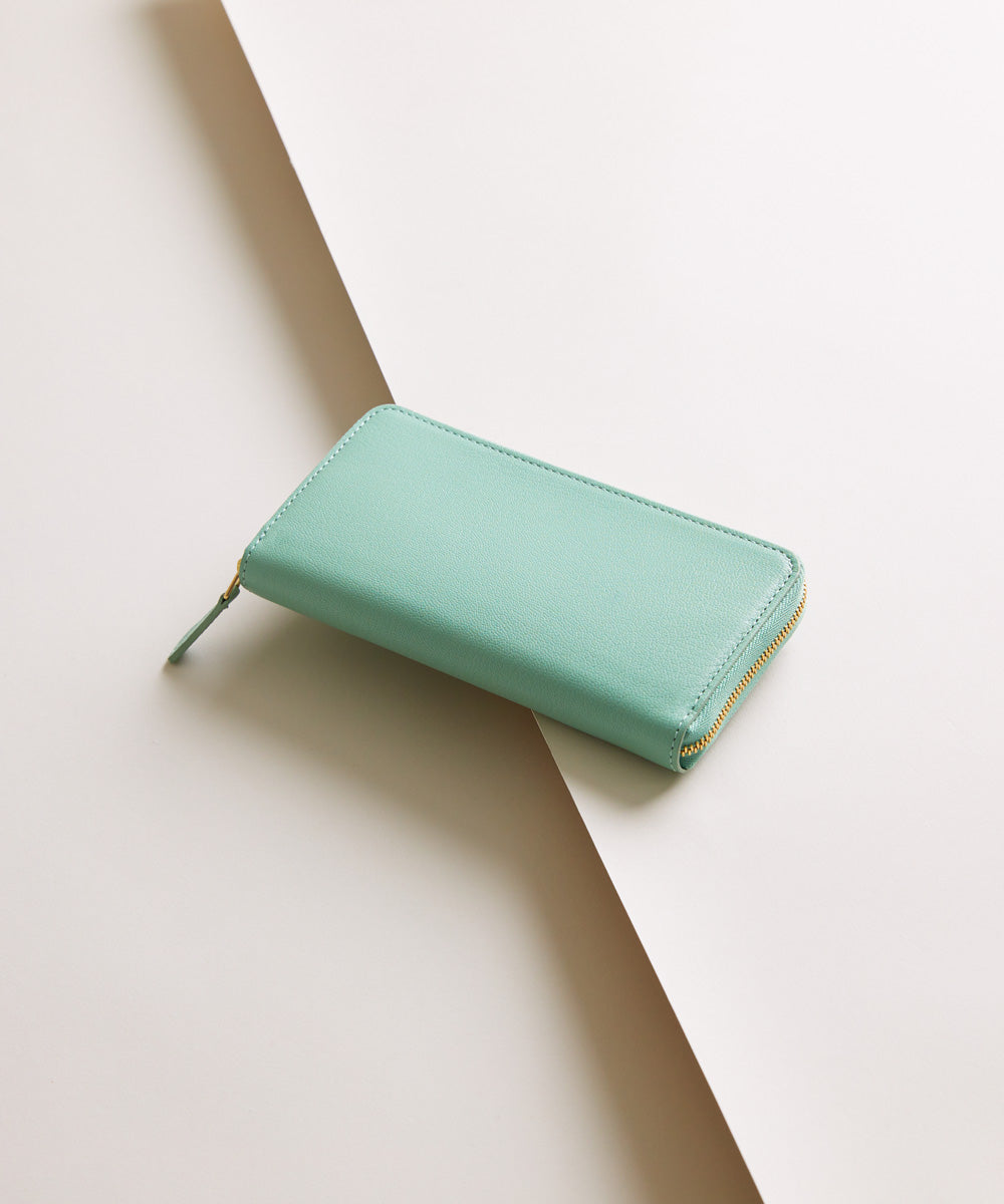 【新型】Mini Round Zip Long Wallet-JADE GREEN×MULTI COL