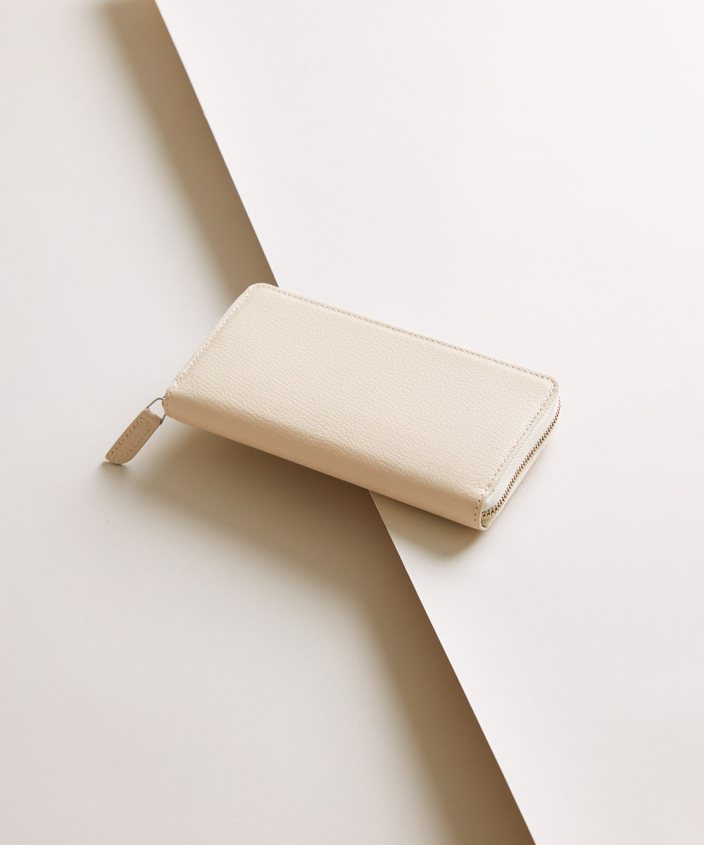 【新型】Mini Round Zip Long Wallet- Off-white