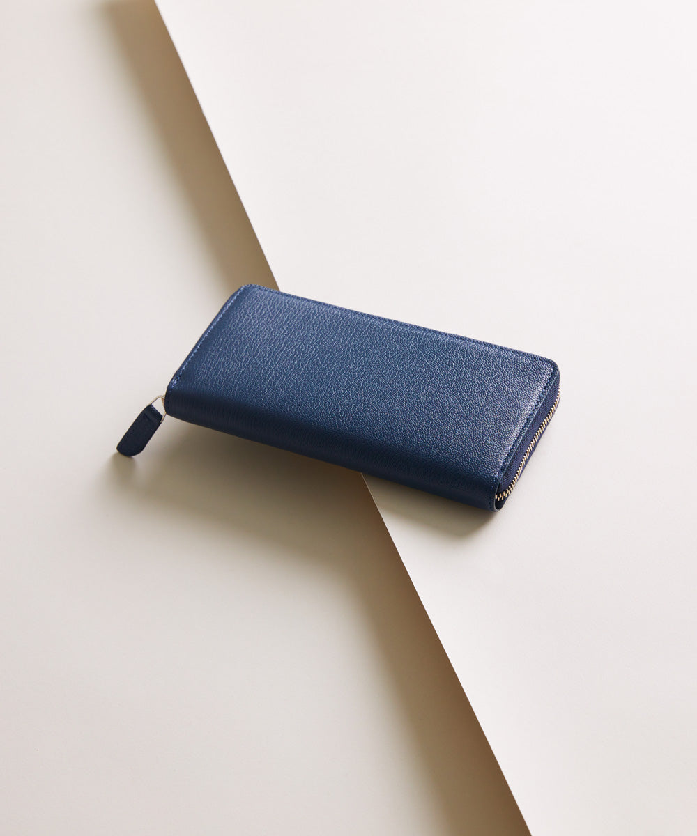 【新型】Mini Round Zip Long Wallet-Navy × Navy