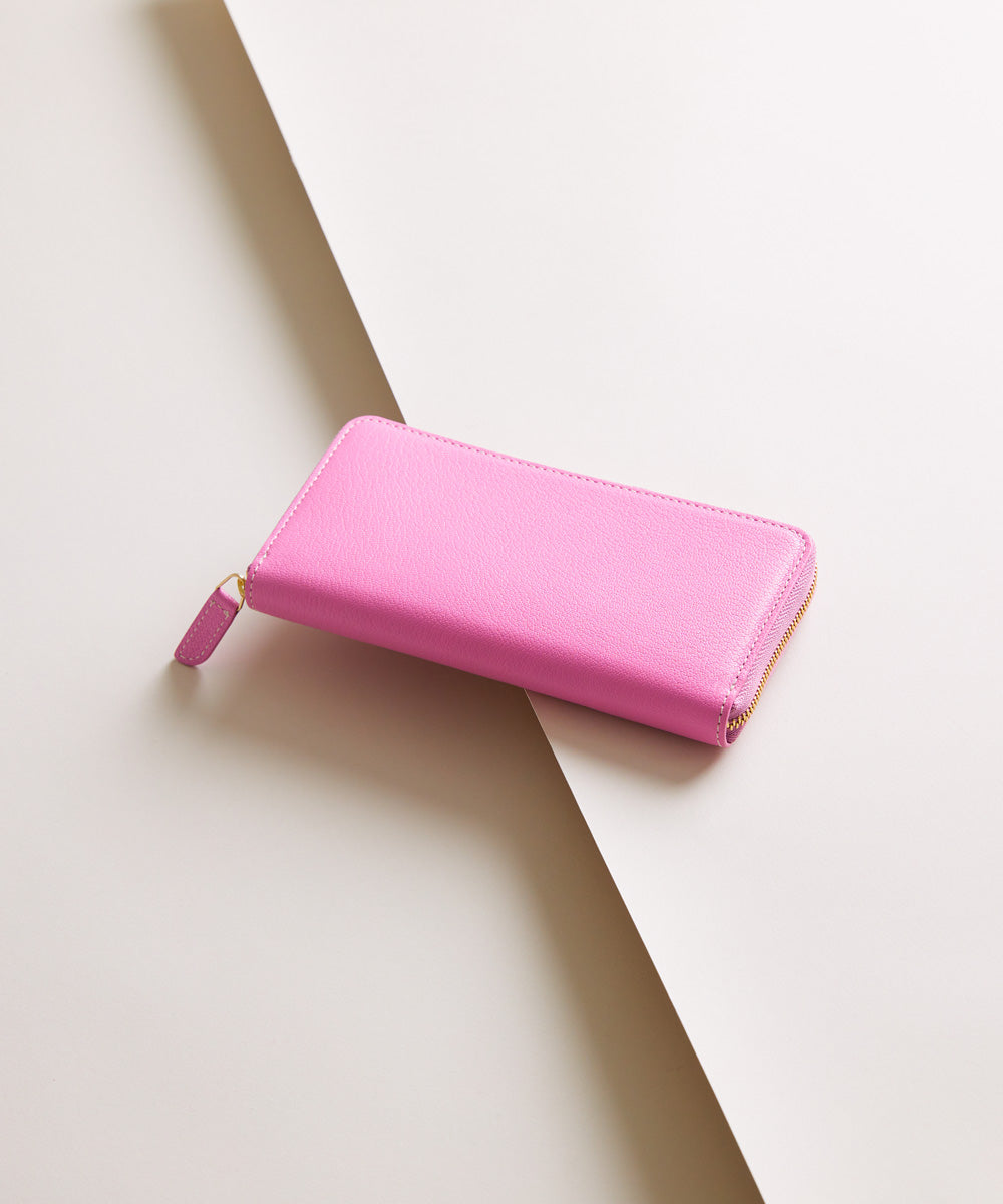 【新型】Mini Round Zip Long Wallet-Pink× Pink