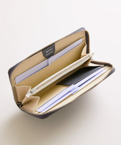 【新型】Mini Round Zip Long Wallet-Gray × Off-white
