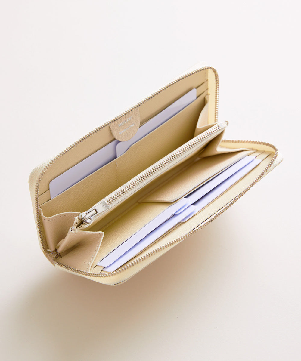 【新型】Mini Round Zip Long Wallet- Off-white