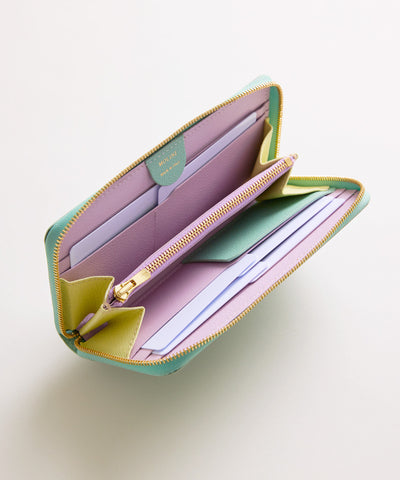 【新型】Mini Round Zip Long Wallet-JADE GREEN×MULTI COL