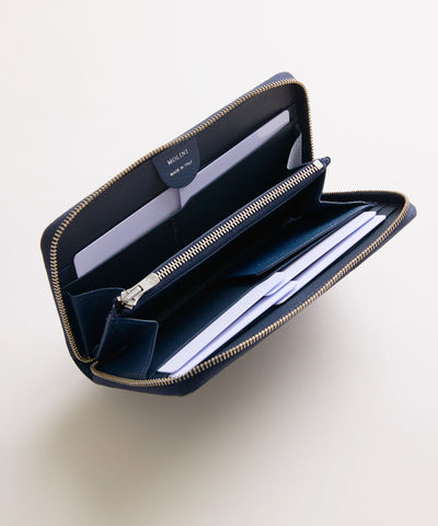 【新型】Mini Round Zip Long Wallet-Navy × Navy