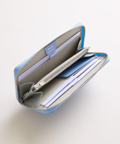 【新型】Mini Round Zip Long Wallet-Bluevista×Polaire