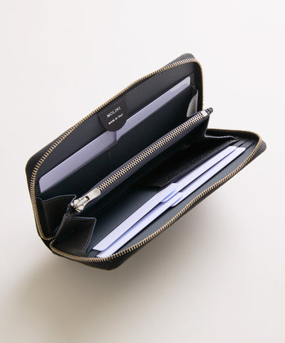 【新型】Mini Round Zip Long Wallet- Black×Gray