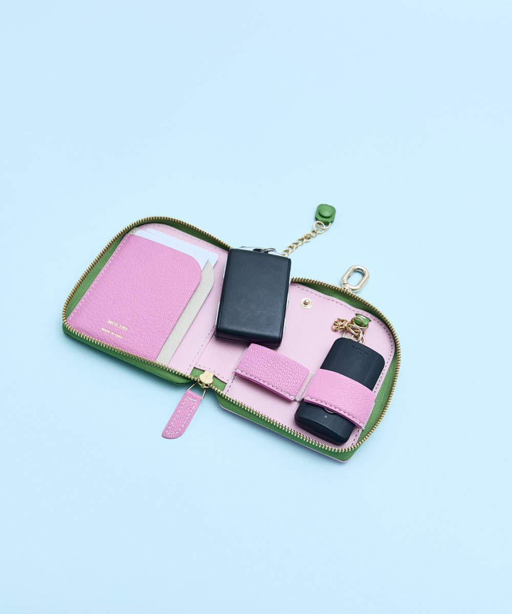 Key Case W - Prairie Green × Light pink Miho Kawahito 別注カラー1