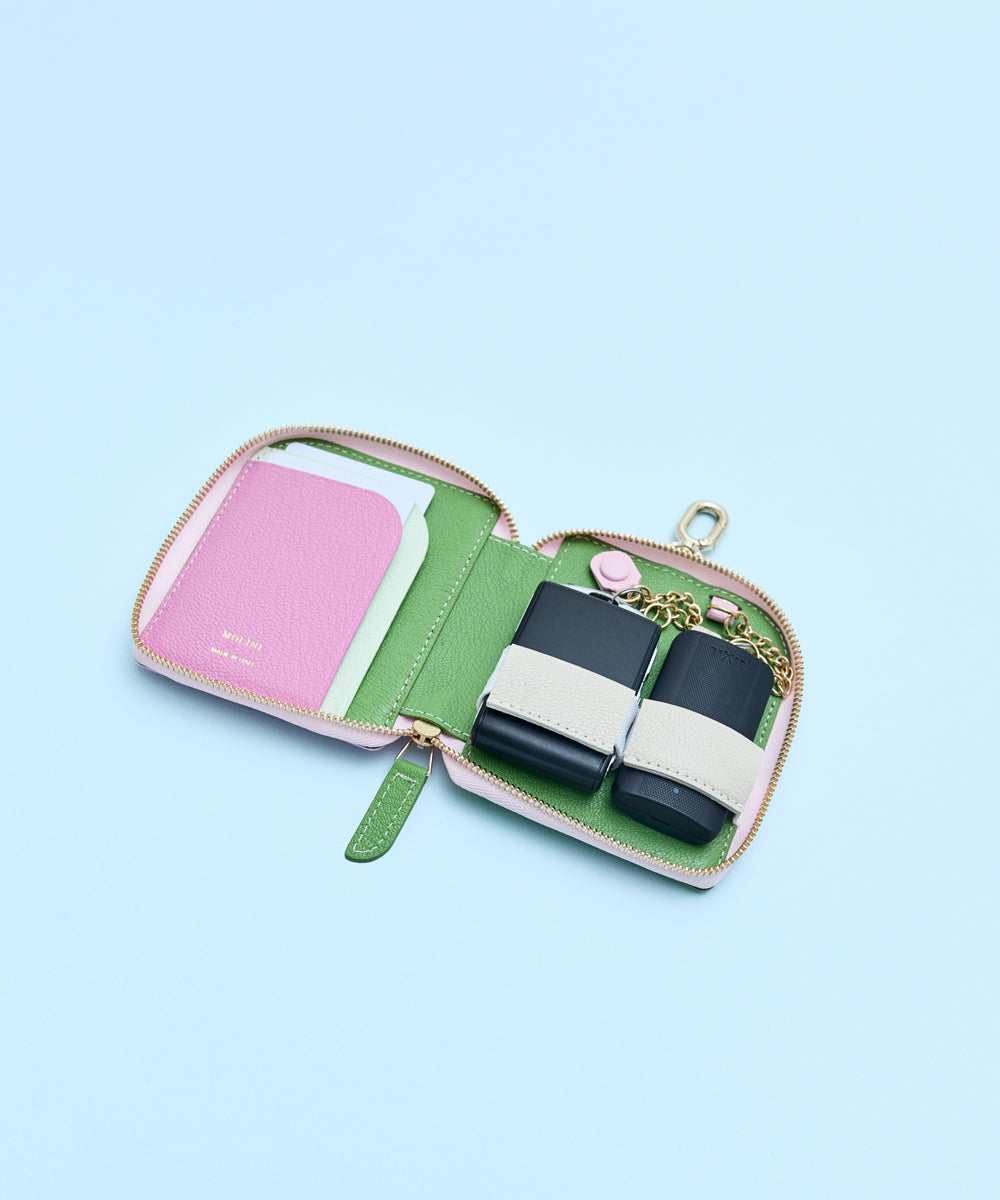 Key Case W - Light pink × Prairie Green Miho Kawahito 別注カラー2
