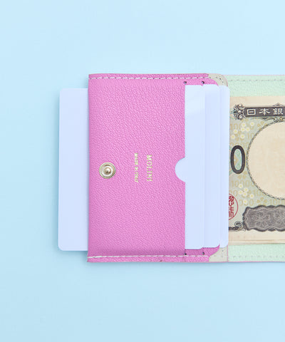 美品 MOLINI モリニ Bifold Compact Wallet Pink Bifold Compact Wallet -Light pink ×Prairie Green - Miho Kawahito