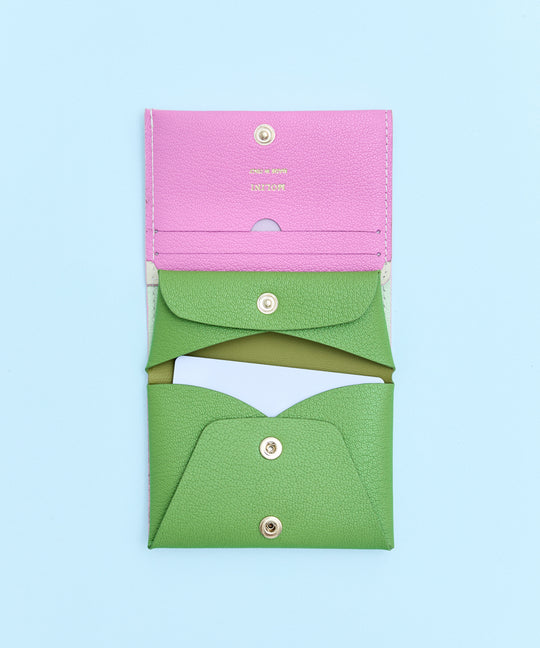 Bifold Compact Wallet -Light pink ×Prairie Green - Miho Kawahito