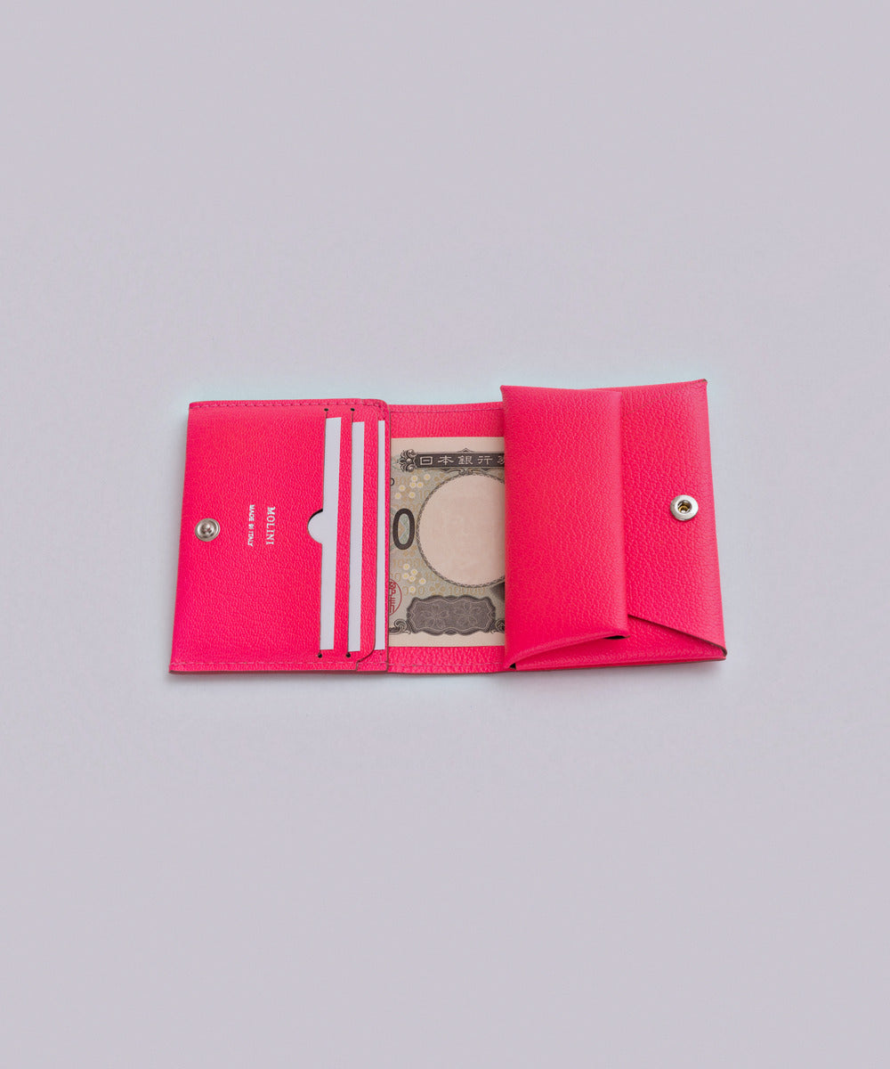 【金子綾氏愛用】MOLINI 　ミニ財布　ホワイト　財布 Bifold Compact Wallet - FLUO PINK - AYA KANEKO別注 – MOLINI