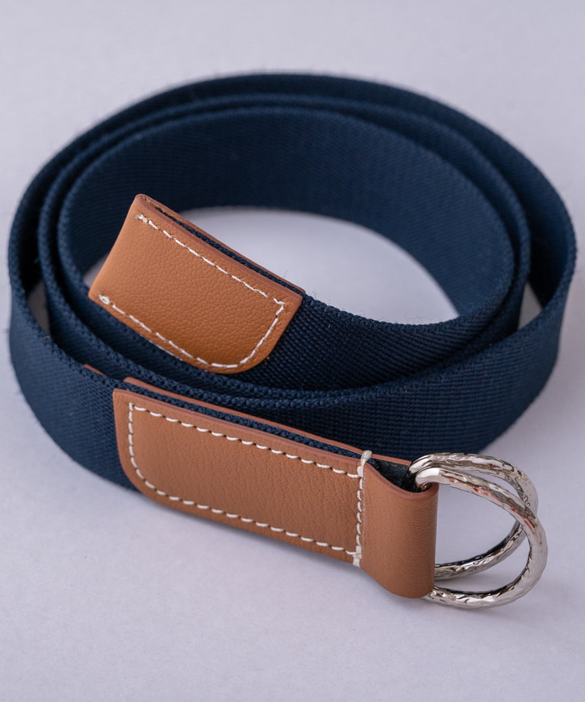 Ring Ribbon Belt - Camel × Navy - 48 – MOLINI（モリニ